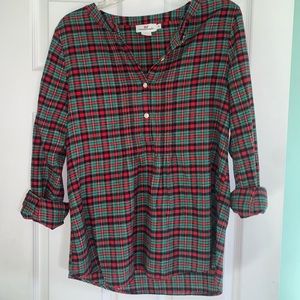 Vineyard Vines Popover Red Plaid Flannel Blouse